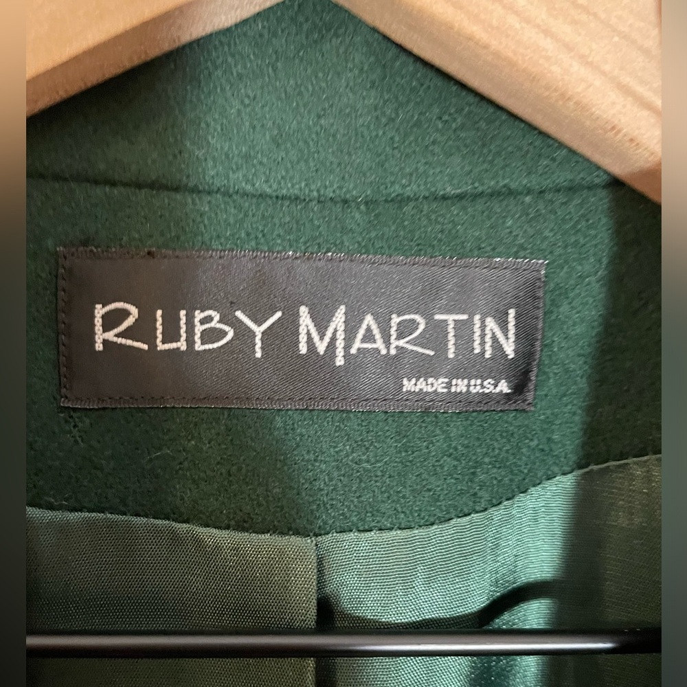 VTG 50’s-60’s Ruby Martin 100% Wool Emerald Green Lined Trench Coat Size 16P USA - Picture 2 of 15
